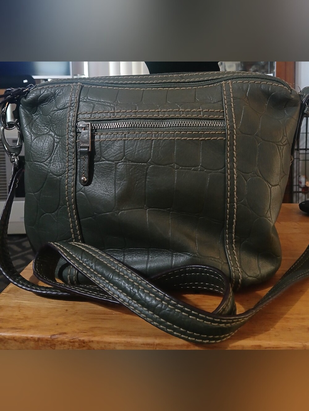 Tignanello Green Croc-Embossed Crossbody